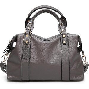 Women Vegan Leather Top Handle Shoulder Satchel Fashion Boston Bags